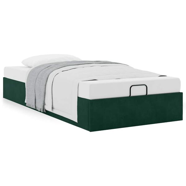 vidaXL Cadre de lit ottoman sans matelas vert fonc&eacute; 90x190 cm velours