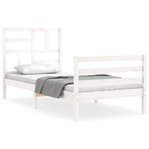 vidaXL Cadre de lit sans matelas blanc bois massif