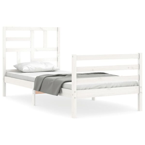 vidaXL Cadre de lit sans matelas blanc bois massif