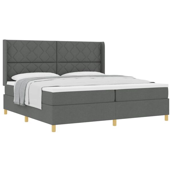 vidaXL Lit &agrave; ressorts avec matelas Gris fonc&eacute; 200 x 200 cm tissu