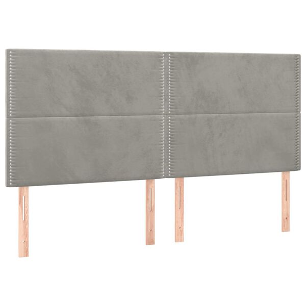 vidaXL T&ecirc;te de lit &agrave; LED Gris clair 200x5x118/128 cm Velours