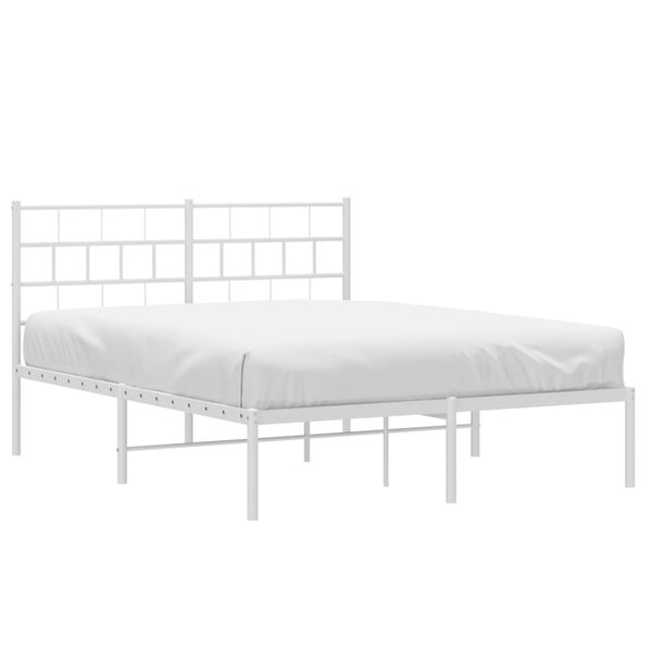 vidaXL Cadre de lit m&eacute;tal sans matelas et t&ecirc;te de lit blanc 140x200 cm