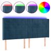 vidaXL T&ecirc;te de lit &agrave; LED Bleu fonc&eacute; 183x16x118/128 cm Velours
