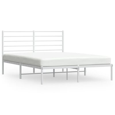 vidaXL Cadre de lit métal sans matelas et tête de lit blanc 135x190 cm