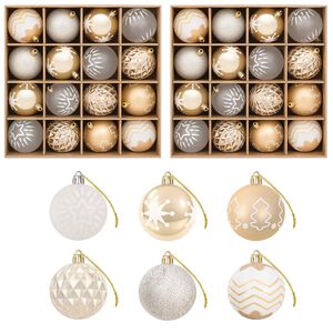 vidaXL Ensemble de boules de No&euml;l 32 pc Dor&eacute; transparent et blanc