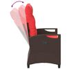 vidaXL Banc de jardin avec oreiller Marron et rouge 105 x 60 x 112 cm
