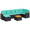 vidaXL Salon de jardin 8 pcs avec coussins noir r&eacute;sine tress&eacute;e
