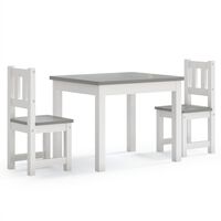 vidaXL Ensemble de table et chaises enfants 3 pcs Blanc et gris MDF