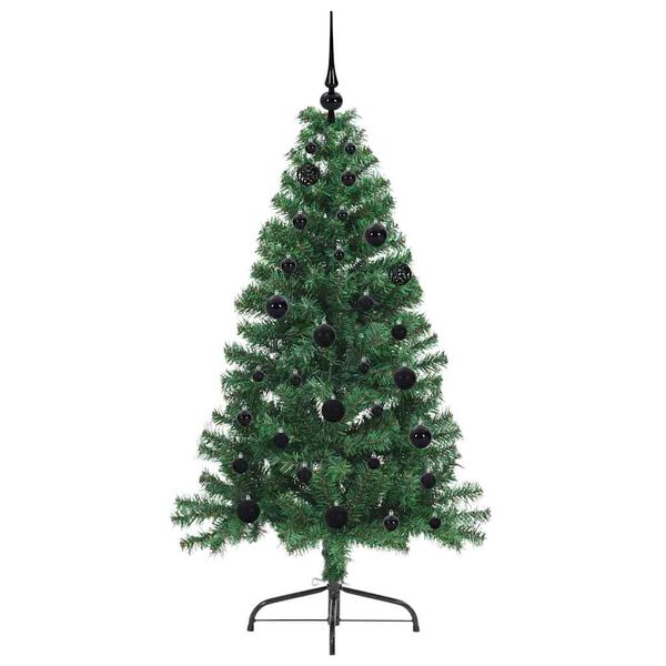 vidaXL Sapin de No&euml;l artificiel pr&eacute;-&eacute;clair&eacute; Vert 150 cm PVC