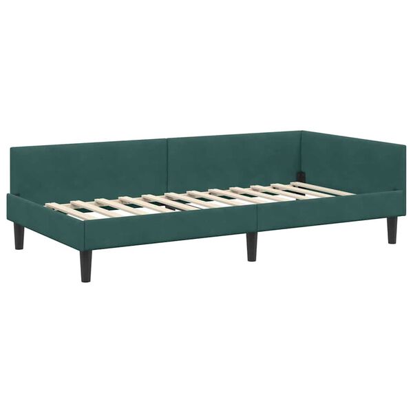 vidaXL Cadre de lit d'angle Vert fonc&eacute; 90 cm x 190 cm Velours