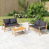 vidaXL Banc de jardin avec coussins gris fonc&eacute; bambou
