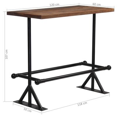 vidaXL Table de bar Bois de récupération massif Marron 120x60x107 cm