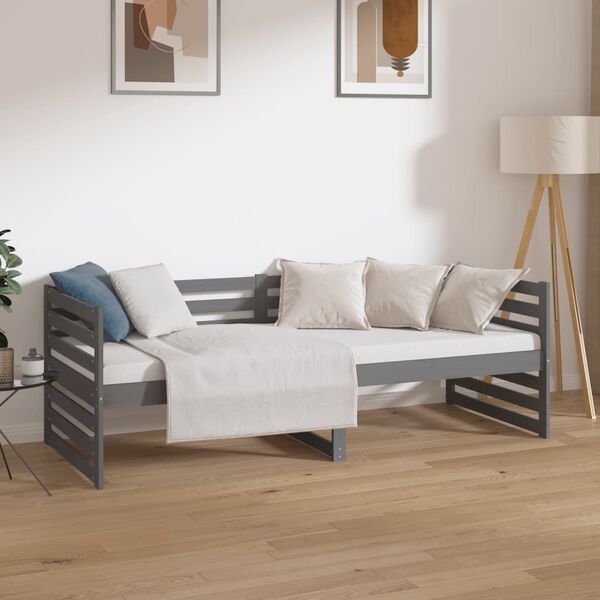 vidaXL Lit de jour sans matelas gris 80x200 cm bois de pin massif