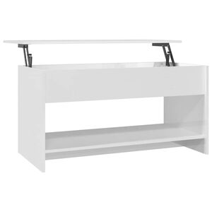 vidaXL Table basse blanc brillant 102x50x52,5 cm bois d'ing&eacute;nierie