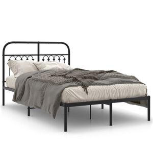 vidaXL Cadre de lit m&eacute;tal sans matelas avec t&ecirc;te de lit noir 120x190cm