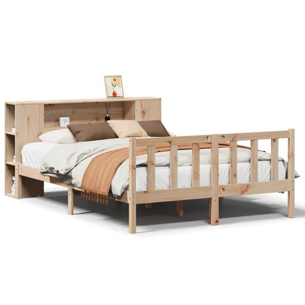vidaXL Lit biblioth&egrave;que sans matelas 135x190 cm bois de pin massif
