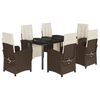 vidaXL Ensemble &agrave; manger de jardin et coussins 7 pcs marron rotin