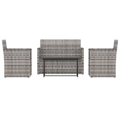 vidaXL Mobilier d'extérieur 4 pcs avec coussins Résine tressée Gris