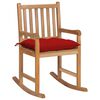 vidaXL Chaise &agrave; bascule avec coussin rouge Bois de teck solide