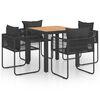 vidaXL Ensemble &agrave; manger de jardin 5pcs PVC r&eacute;sine tress&eacute;e noir marron