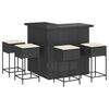 vidaXL Ensemble de bar de jardin 5 pcs avec coussins noir poly rotin