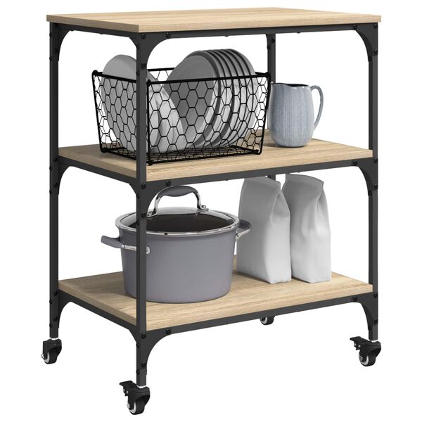 vidaXL Chariot de cuisine Ch&ecirc;ne Sonoma 60 x 41 x 76 cm