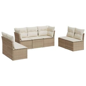 vidaXL Salon de jardin avec coussins 7 pcs beige r&eacute;sine tress&eacute;e