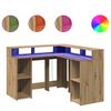 vidaXL Bureau avec lumi&egrave;res LED ch&ecirc;ne artisanal bois d'ing&eacute;nierie