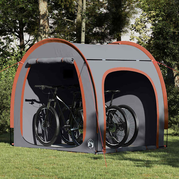 vidaXL Tente de rangement pour vélos Gris et orange 218 x 156 x 180 cm