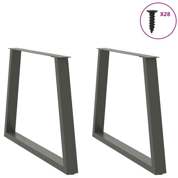 vidaXL Pieds de table à manger en forme de V 2 pièces Anthracite 100 x (72-73,3) cm Acier