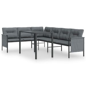 vidaXL Ensemble &agrave; manger de jardin 2 pcs anthracite acier