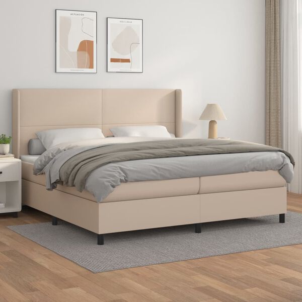 vidaXL Sommier &agrave; lattes de lit avec matelas Cappuccino 200x200 cm
