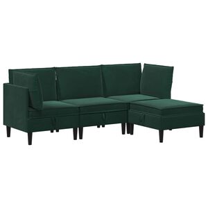 vidaXL Ensemble de meubles pour le salon 4 pcs Vert fonc&eacute; Velours