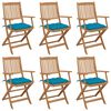 vidaXL Chaises pliantes 6 pi&egrave;ces avec coussins en bois d'acacia massif
