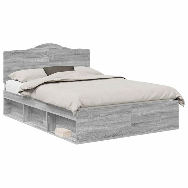 vidaXL Cadre de lit Gris Sonoma 150 x 200 cm Pin massif