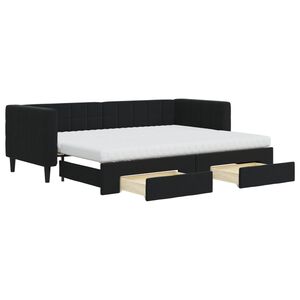 vidaXL Lit de jour avec gigogne et tiroirs noir 80x200 cm velours