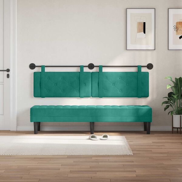 vidaXL T&ecirc;te de lit suspendue Turquoise 190 x 55 x 5 cm Velours