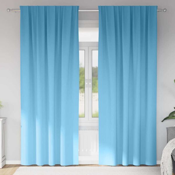 vidaXL Rideaux occultants avec anneaux 2 pcs Bleu clair 260 x 140 cm