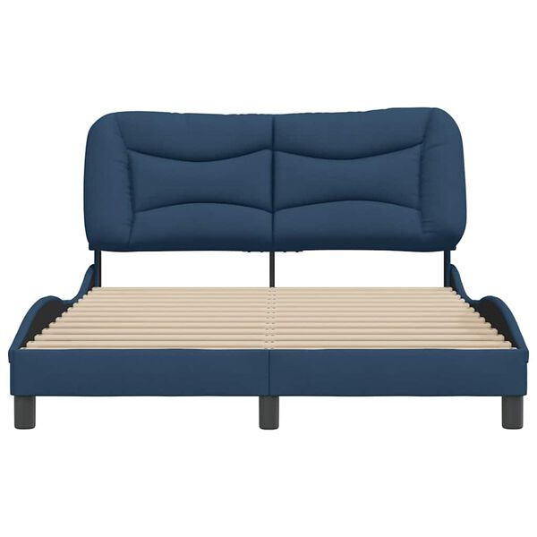 vidaXL Cadre de lit sans matelas Hvar bleu 140x200 cm tissu