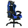 vidaXL Fauteuil de jeux vidéo avec LED RVB Bleu et noir Similicuir