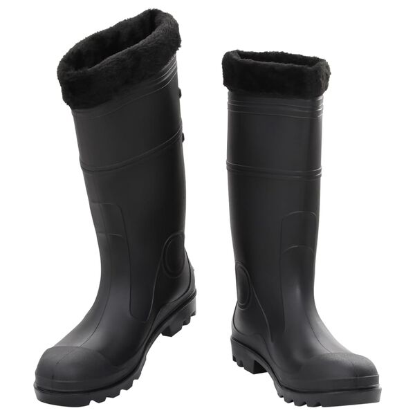 vidaXL Bottes de pluie avec chaussettes amovibles noir taille 44 PVC