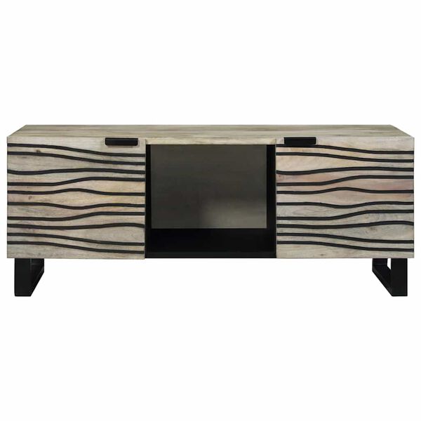 vidaXL Table basse Beige et Noir 100 x 54 x 40 cm Bois d'acacia massif