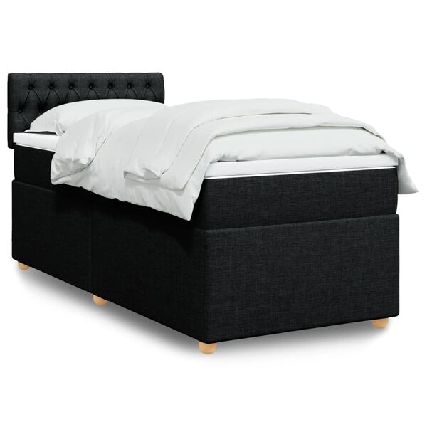 vidaXL Sommier &agrave; lattes de lit avec matelas noir 90x190 cm simple tissu