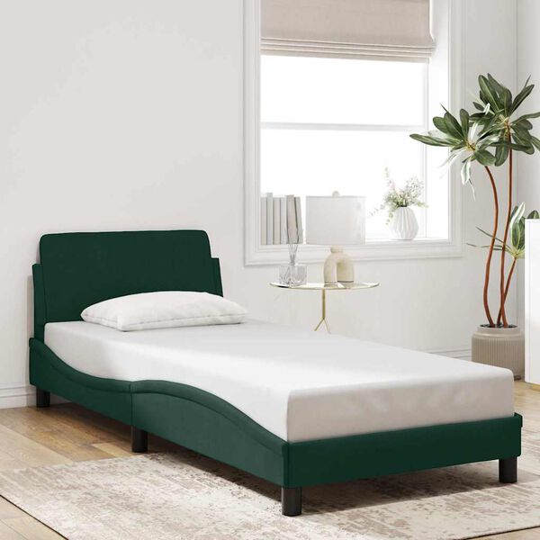 vidaXL Cadre de lit Dover vert fonc&eacute; 90x200 cm velours