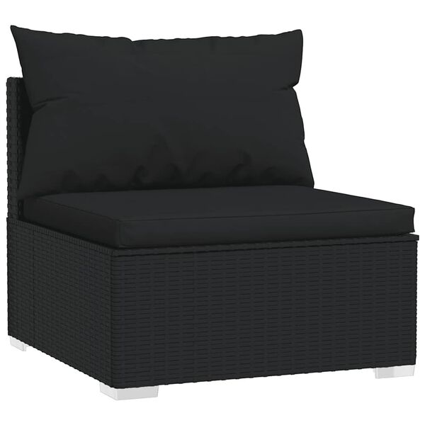 vidaXL Salon de jardin 4 pcs avec coussins R&eacute;sine tress&eacute;e Noir