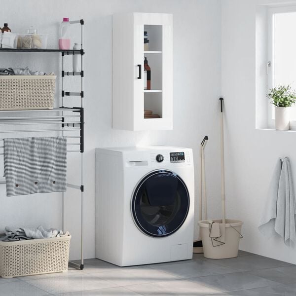 vidaXL Armoire murale blanc brillant 34,5x34x90 cm