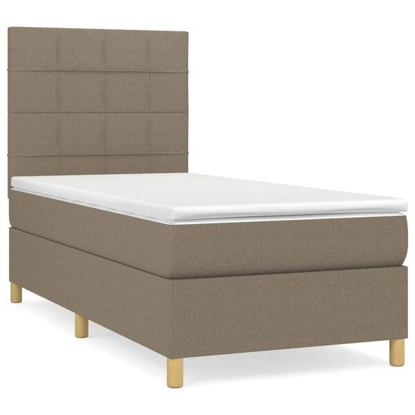 vidaXL Sommier &agrave; lattes de lit avec matelas Taupe 90x190 cm Tissu