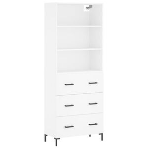 vidaXL Buffet haut Blanc 69,5x34x180 cm Bois d'ing&eacute;nierie