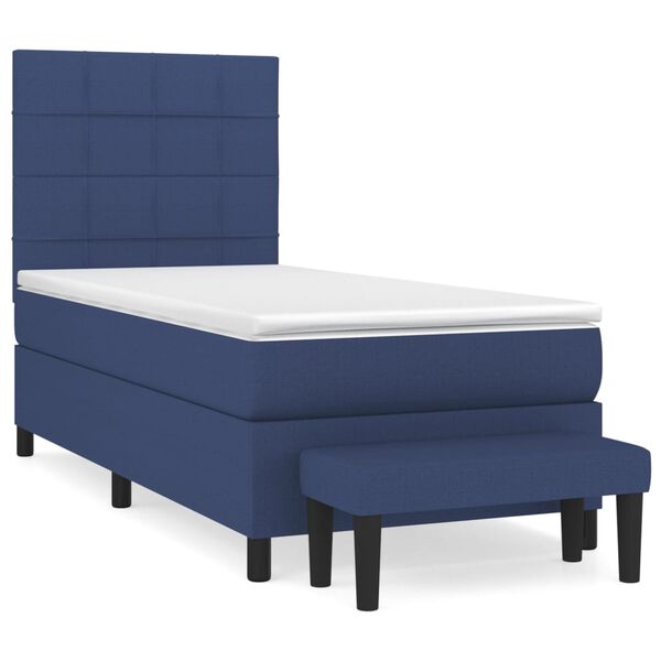 vidaXL Sommier &agrave; lattes de lit avec matelas Bleu 90x200 cm Tissu