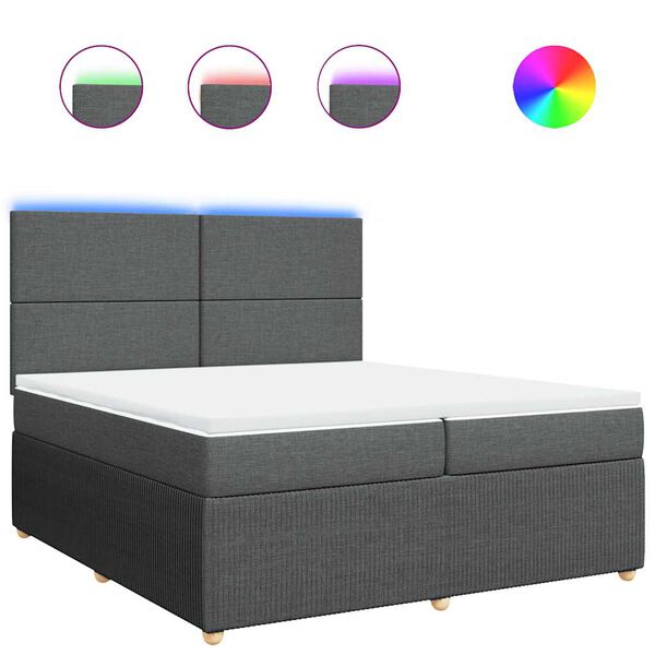 vidaXL Sommier &agrave; lattes de lit avec matelas Gris fonc&eacute; 200x200cm Tissu